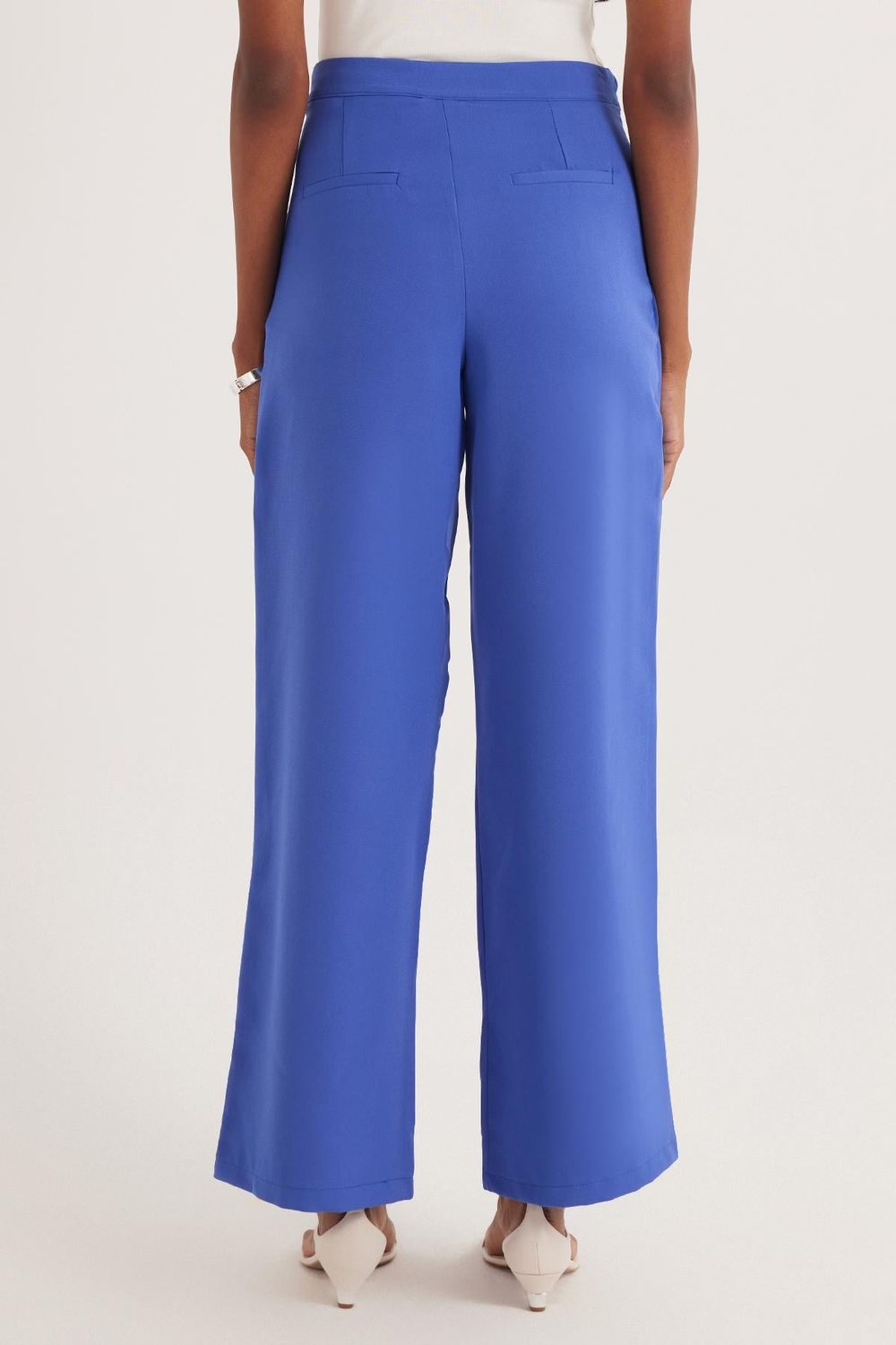 Kadın Standart Fit Geniş Paça Mavi Double Pantolon