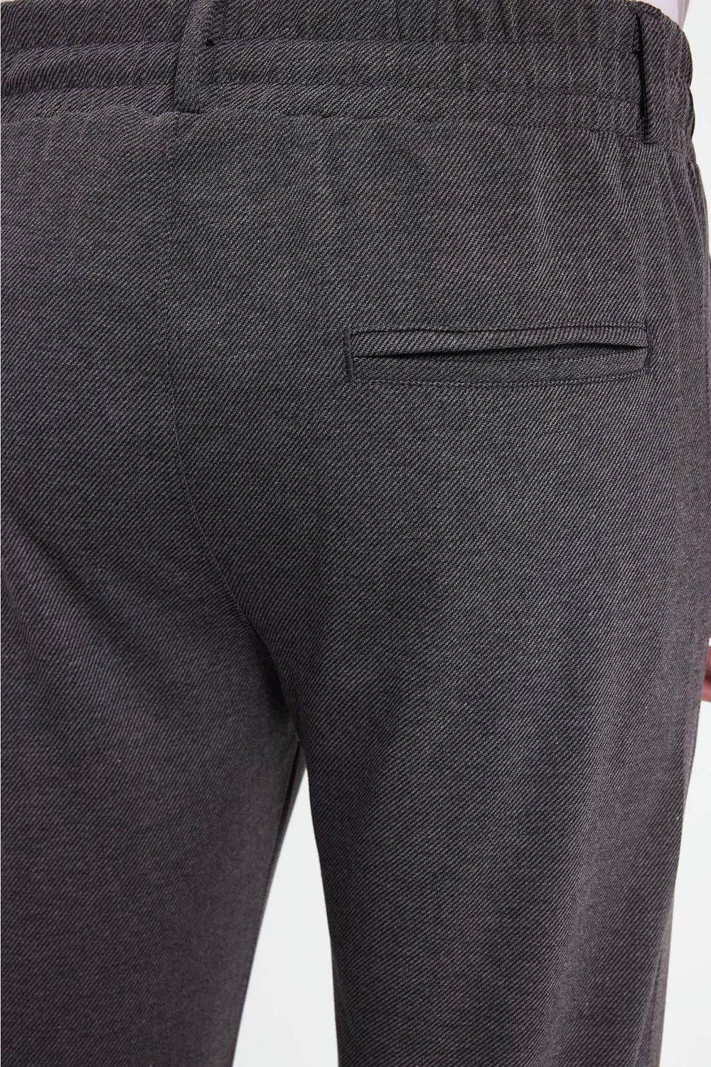 Erkek Slim Fit Pamuklu Beli Bağlamalı Yan Cepli Katlamalı Paça Jogger Gri Pantolon