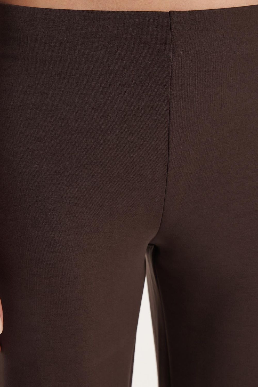 Kadın Relax Fit Rahat Kesim Lastikli Geniş Paça Modal Kahverengi Pantolon