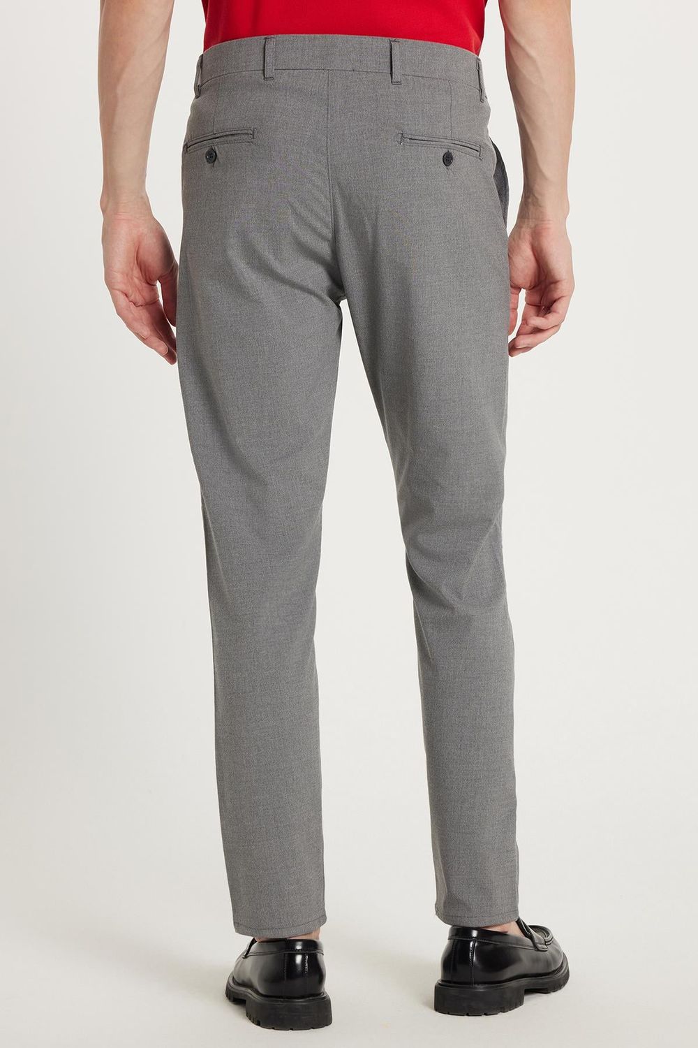 Erkek Slim Fit Dar Kesim Chino Yandan Cepli Pamuklu Koyu Gri Pantolon