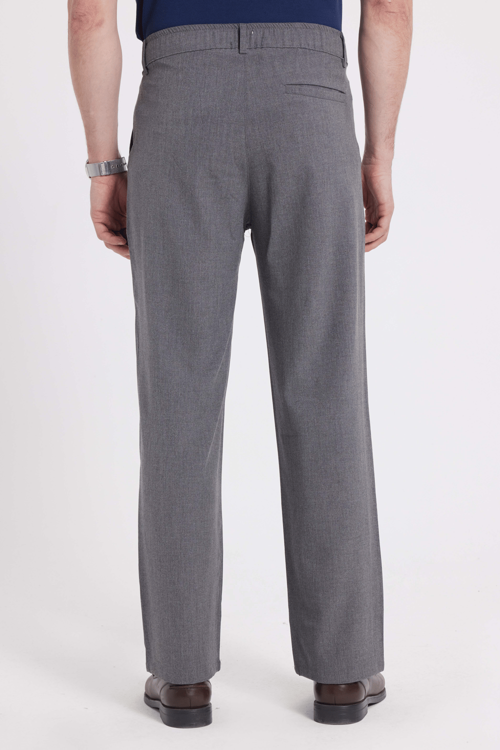 Erkek Regular Fit Klasik Kesim Normal Bel Geniş Paça Açık Gri Pantolon