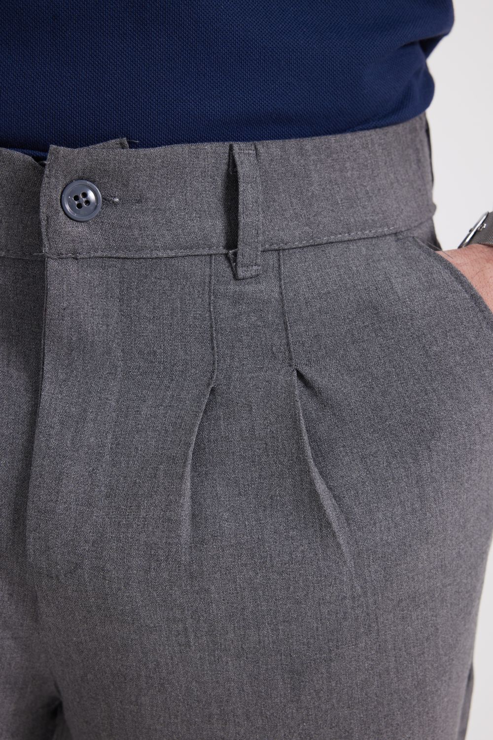 Erkek Regular Fit Klasik Kesim Normal Bel Geniş Paça Açık Gri Pantolon
