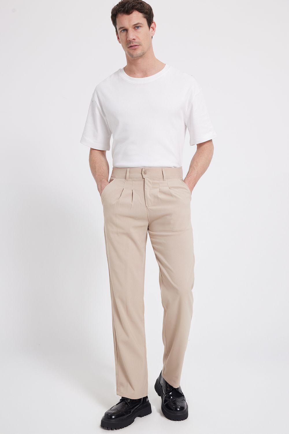 Erkek Regular Fit Klasik Kesim Normal Bel Geniş Paça Taş Pantolon