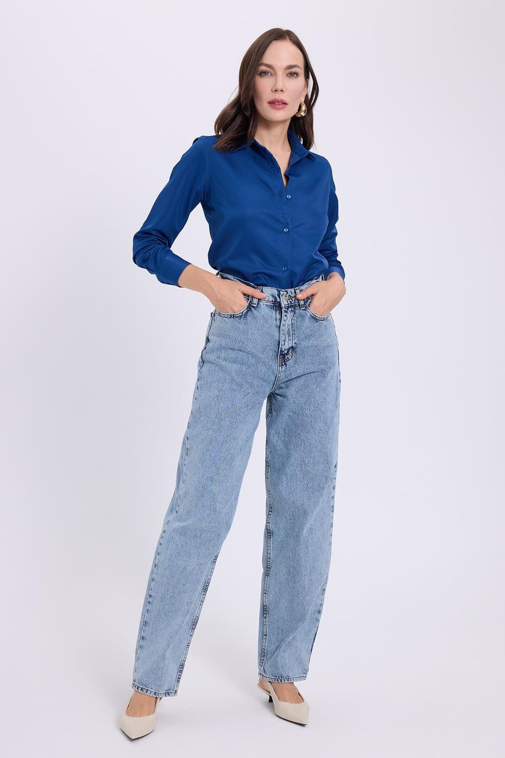 KADIN YAN CEPLİ BAGGY DENIM  20493 ZR PANTOLON