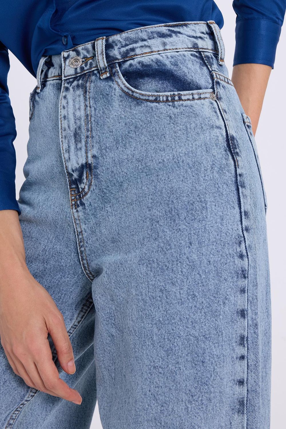 KADIN YAN CEPLİ BAGGY DENIM  20493 ZR PANTOLON