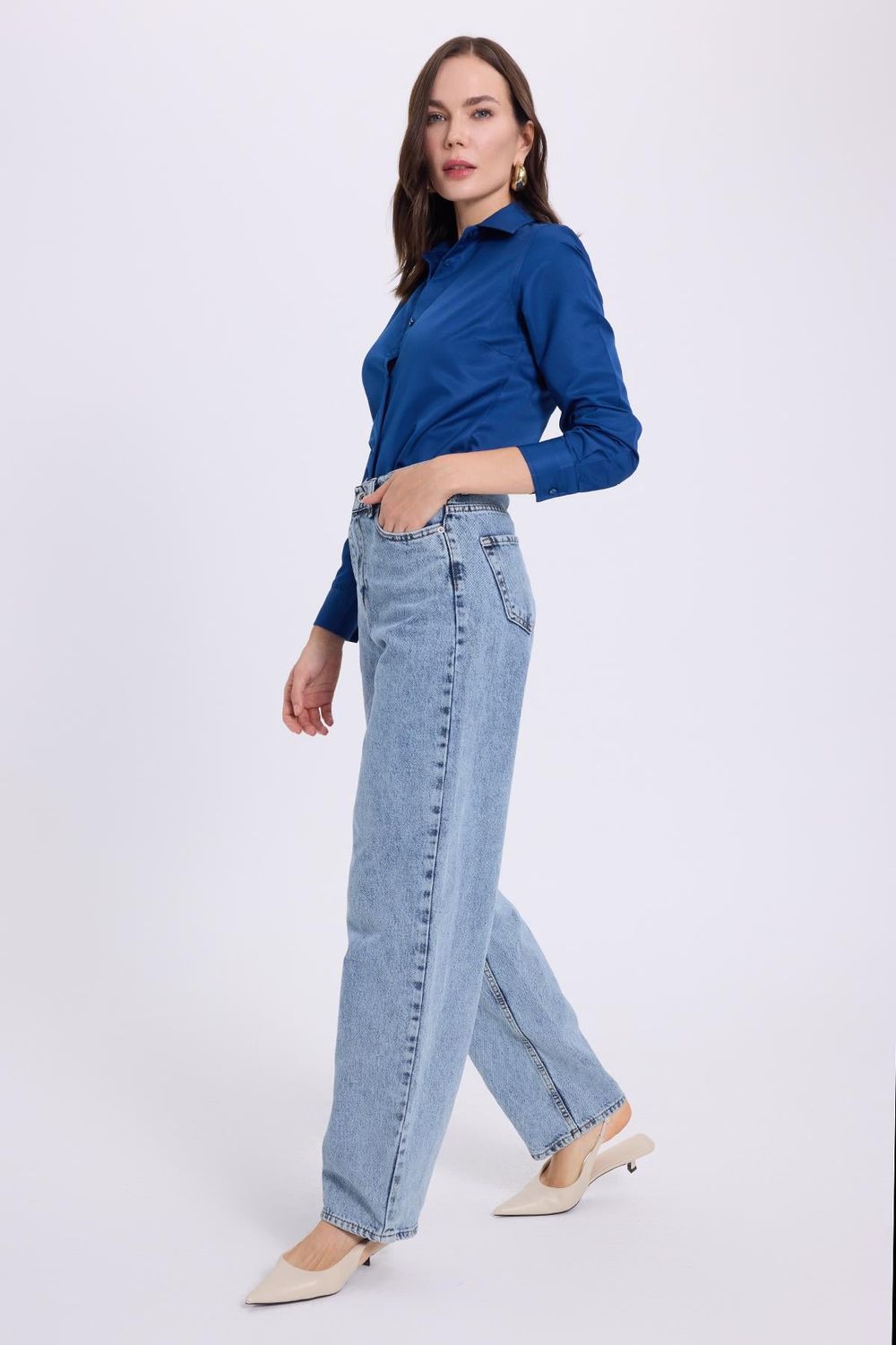KADIN YAN CEPLİ BAGGY DENIM  20493 ZR PANTOLON
