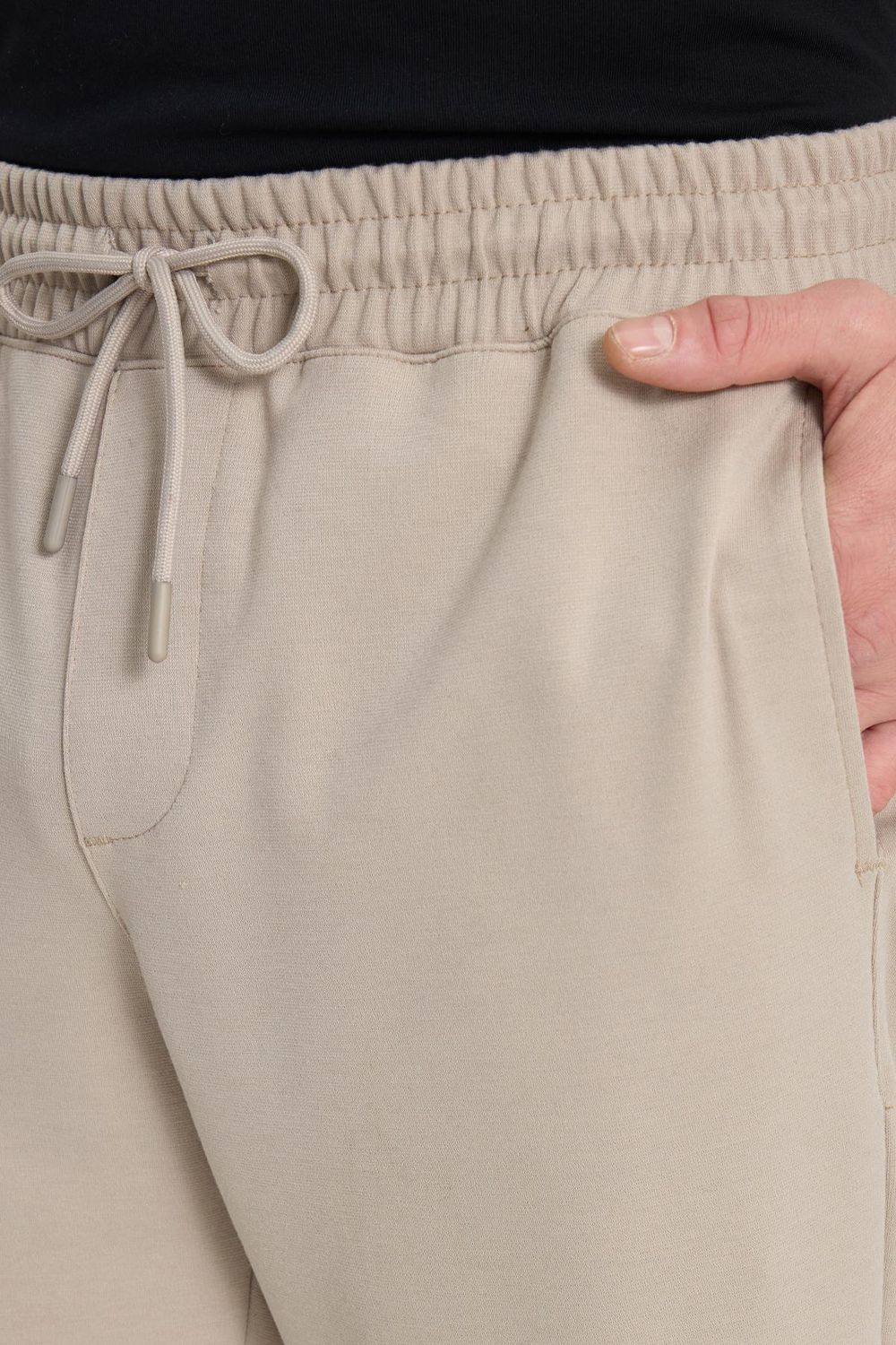 Erkek Regular Fit Klasik Kesim Beli Lastikli Bağcıklı Bej  Jogger Pantolon