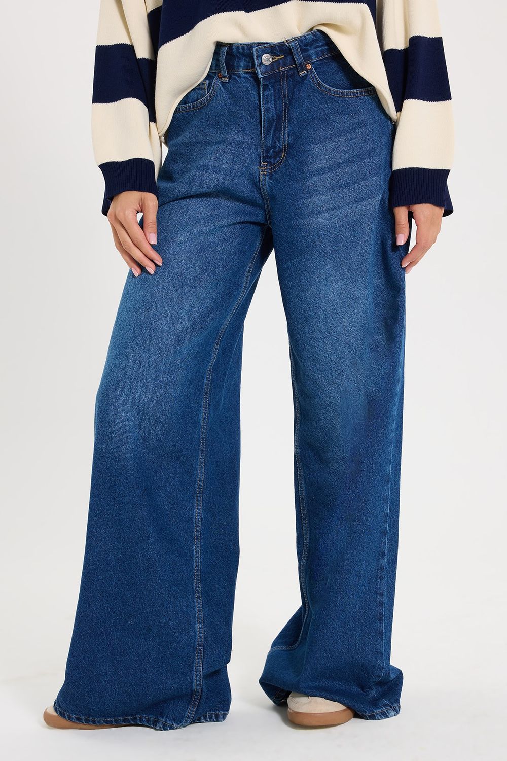 KADIN DÜŞÜK BEL GENİŞ PAÇA 827  DENIM PANTOLON