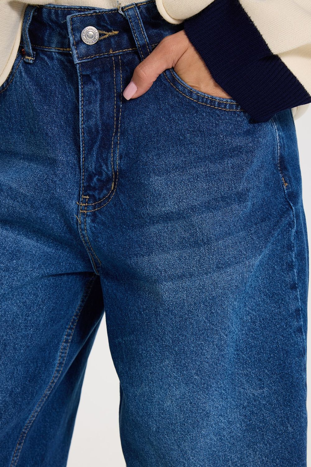 KADIN DÜŞÜK BEL GENİŞ PAÇA 827  DENIM PANTOLON