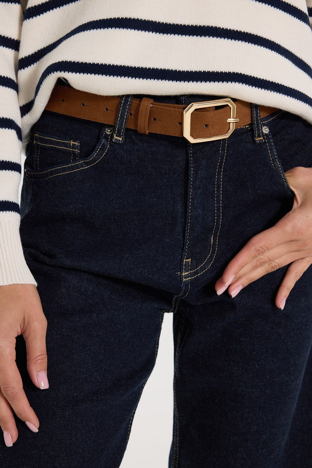KADIN LİKRALI KEMERLİ 26171  DENIM PANTOLON