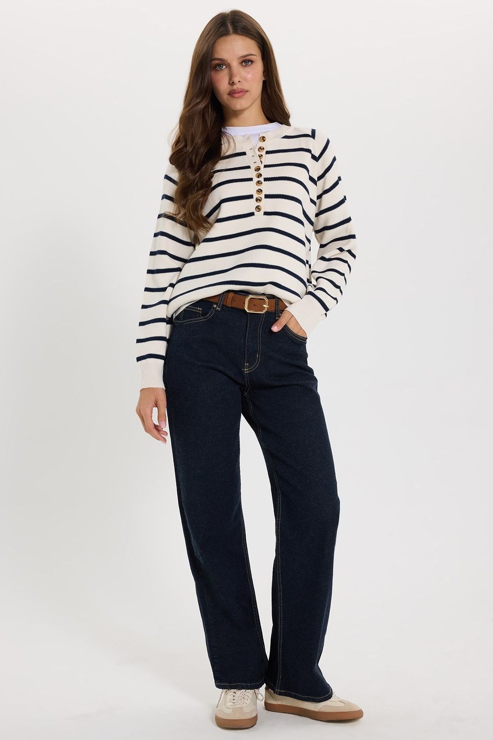 KADIN LİKRALI KEMERLİ 26171  DENIM PANTOLON