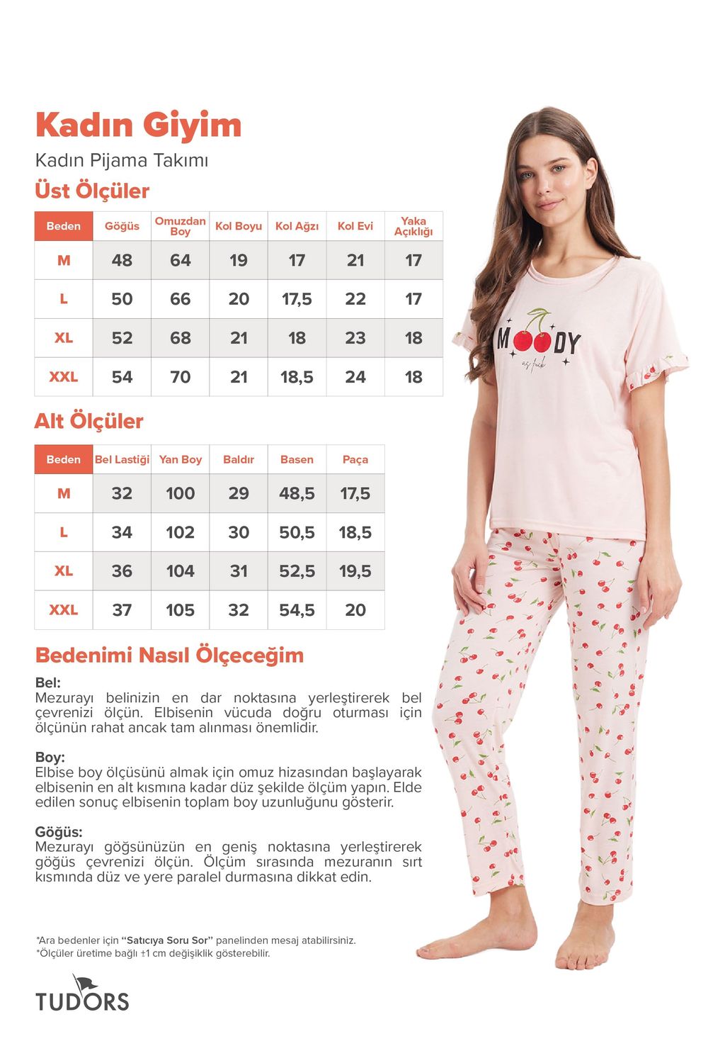 Kadın Regular Fit Klasik Kesim %100 Pamuk Fırfır Detaylı Kısa Kollu Baskılı Pembe Pijama Takımı