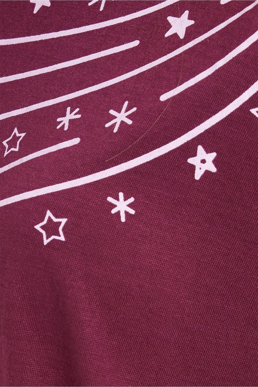 Kadın Regular Fit Klasik Kesim %100 Pamuk Bisiklet Yaka Kısa Kollu Baskılı Mürdüm Pijama Takımı