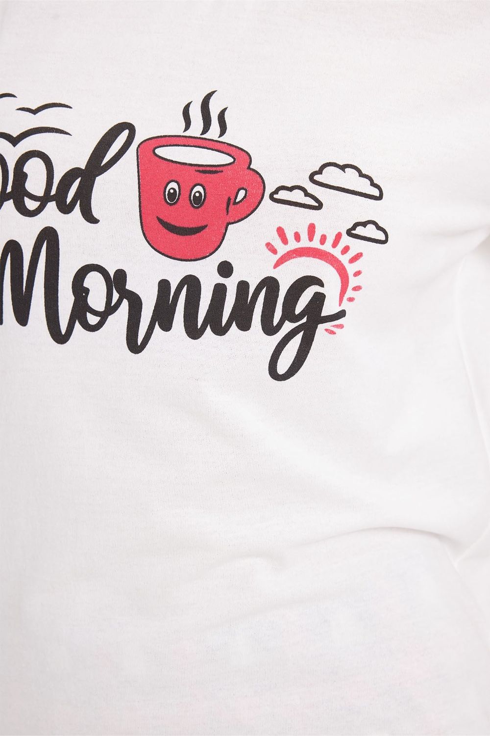 Kadın Regular Fit Klasik Kesim Pamuklu Bisiklet Yaka Kısa Kollu Baskılı Beyaz Pijama Takımı