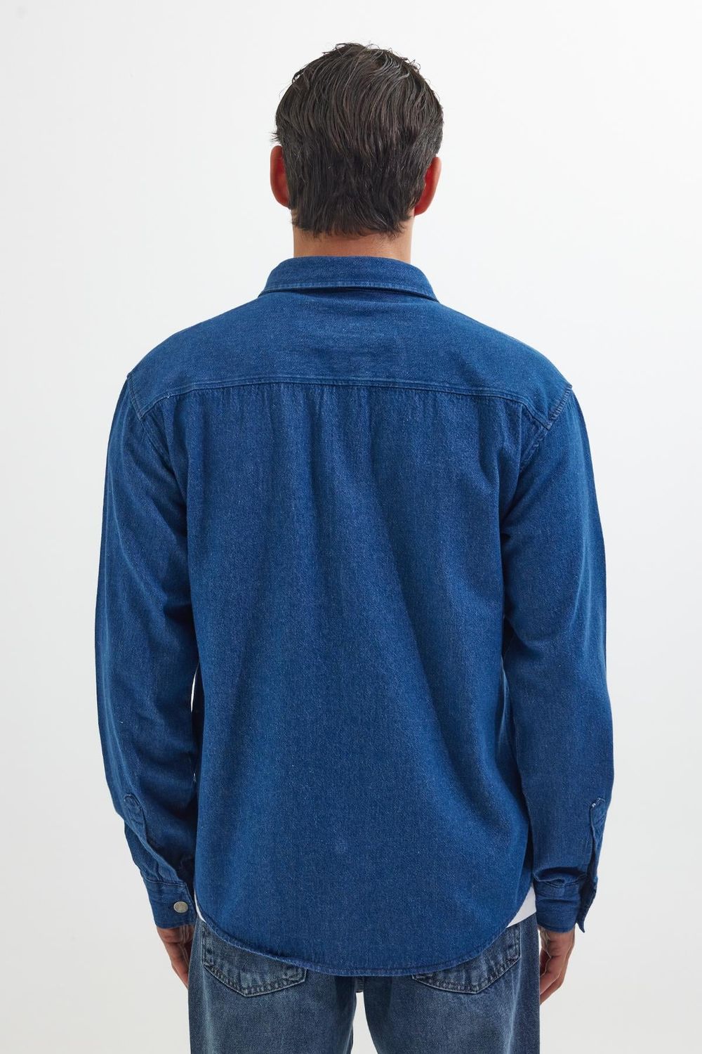 Unisex Relax Fit Rahat Kesim Denim Kot Çift Cepli İndigo Overshirt Ceket Tarzı Gömlek