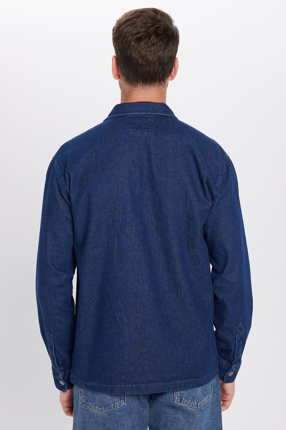 Erkek Relax Fit Rahat Kesim Denim Kapaklı Cepli Gömlek