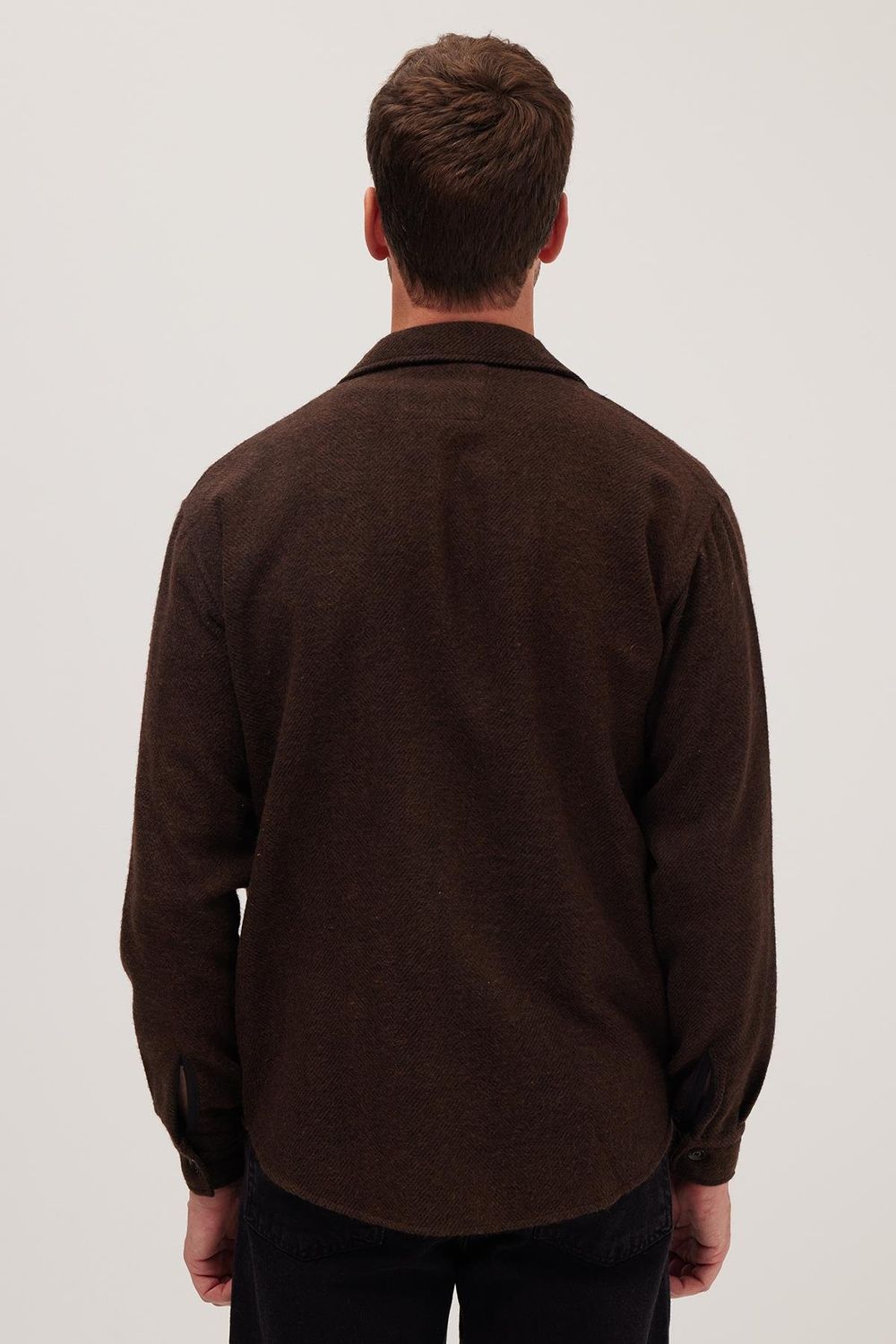 Erkek Relax Fit Rahat Kesim Oduncu Tek Cepli Kapaklı Armürlü Kahverengi Apaş Yaka Kışlık Gömlek