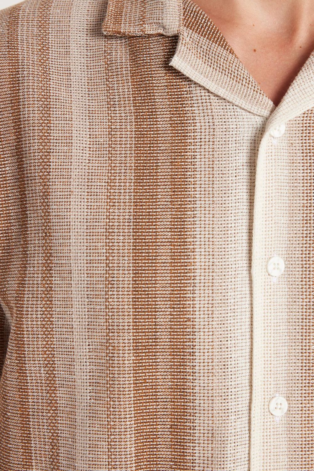 Relax Fit Oversize Dökümlü Rahat Kalıp Çizgili Keten Efekt Erkek Gömlek