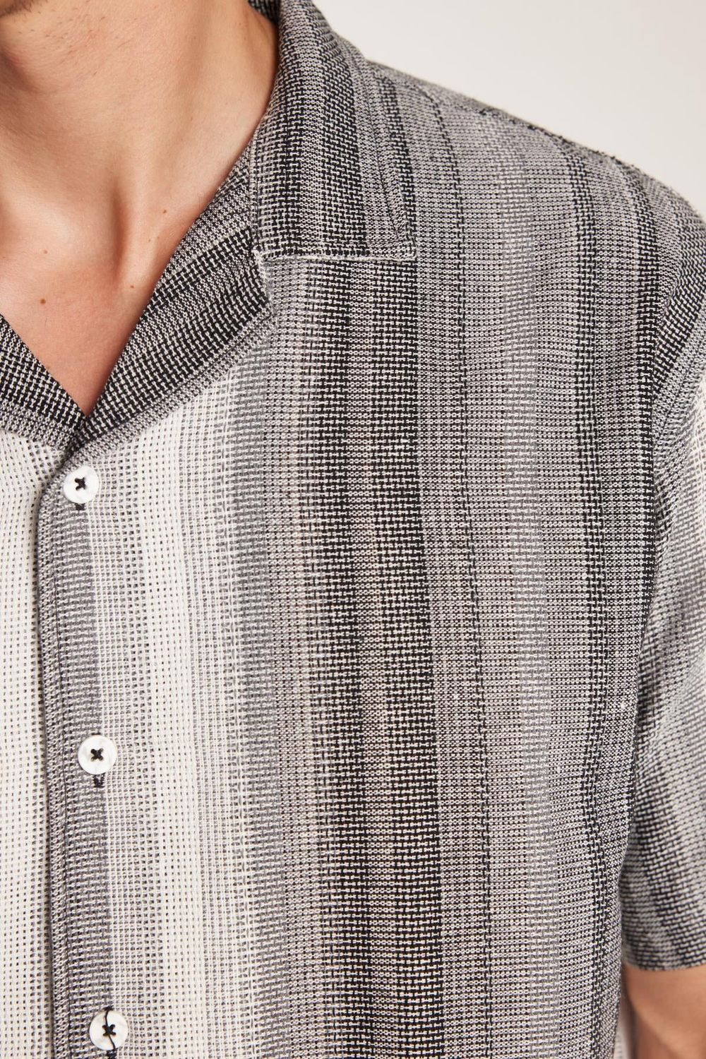 Relax Fit Oversize Dökümlü Rahat Kalıp Çizgili Keten Efekt Erkek Gömlek