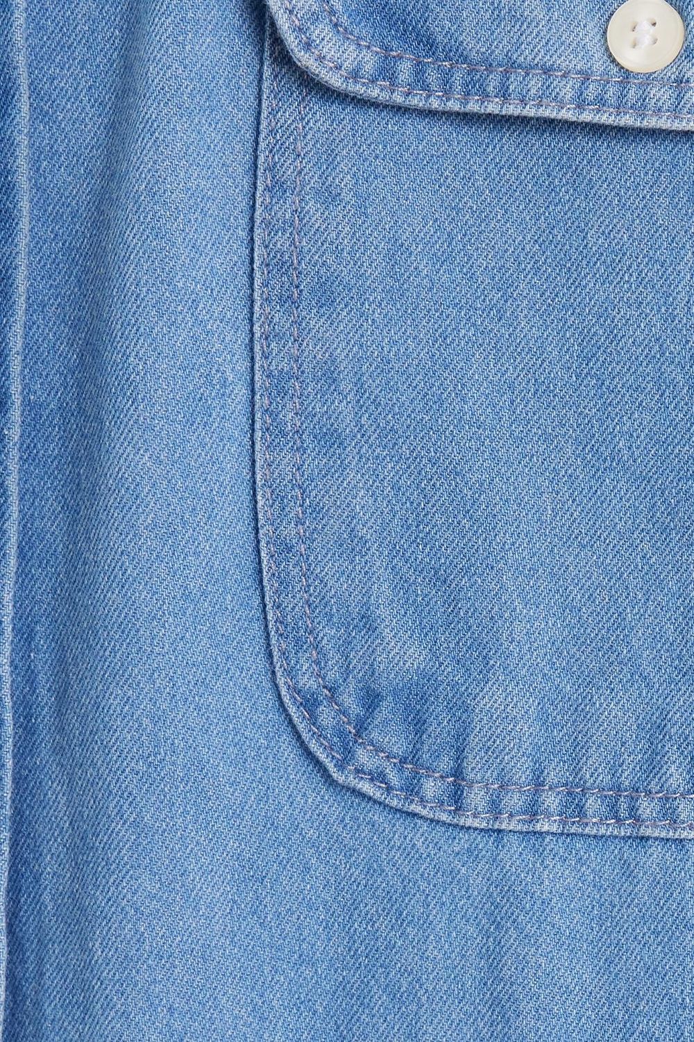 Erkek Relax Fit Rahat Kesim Spor Yaka Çift Cep Kapaklı Denim Gömlek