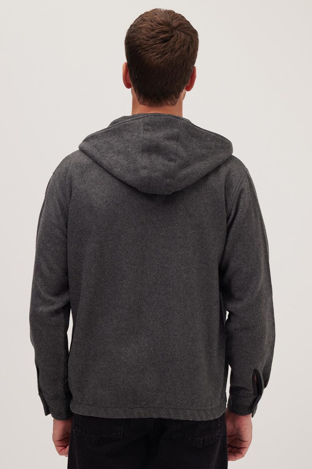 Erkek Relax Fit Rahat Kesim Fermuarlı Çift Cep Kapüşonlu Ceket Gömlek