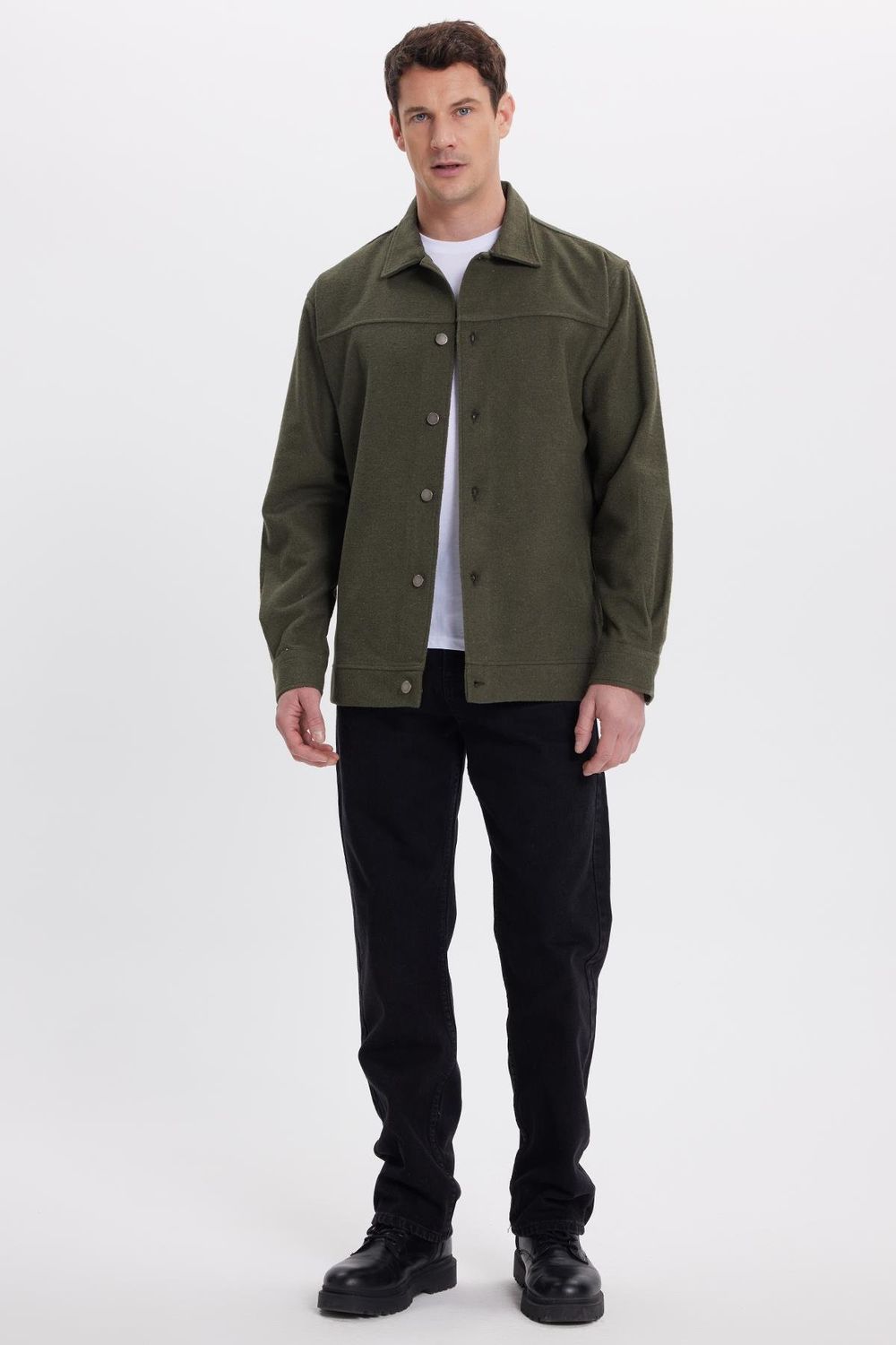 Erkek Relax Fit Rahat Kesim Yandan Flota Cep Oduncu Haki Ceket Mont Gömlek