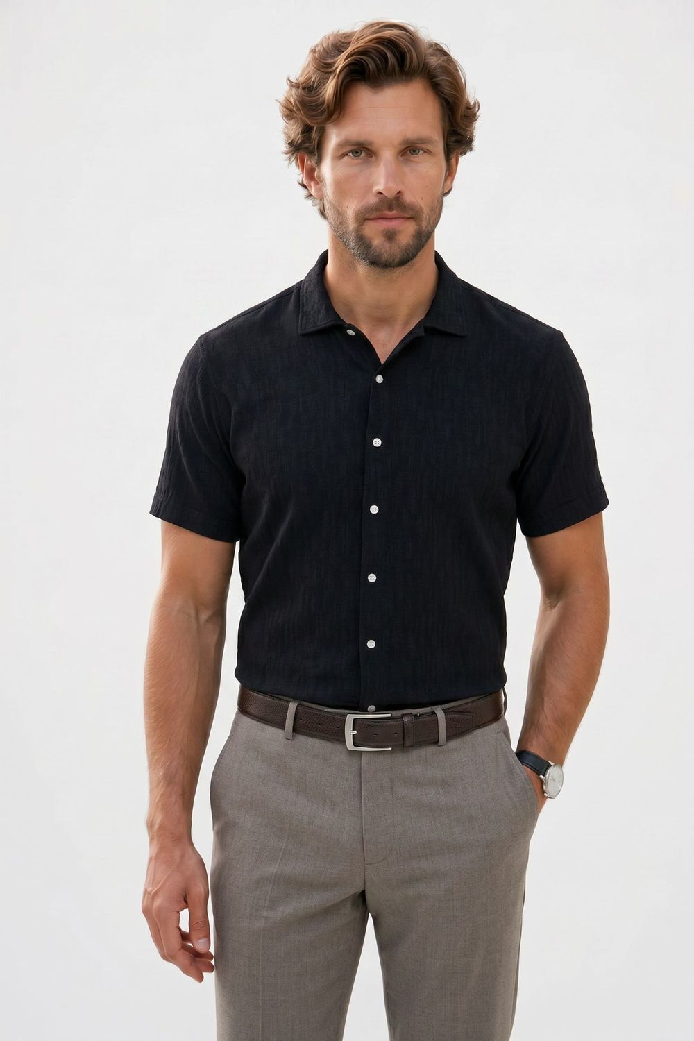 RELAX FIT KNITTED SHORT SLV MANE GÖMLEK