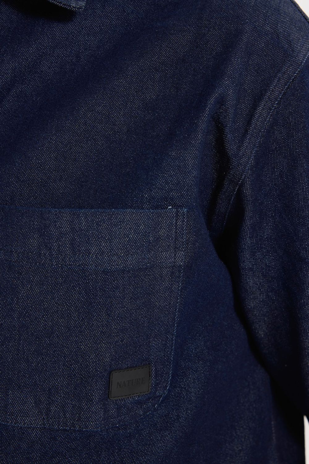 Erkek Relax Fit Rahat Kesim Pamuklu Denim 3 Cepli Lacivert Gömlek Ceket
