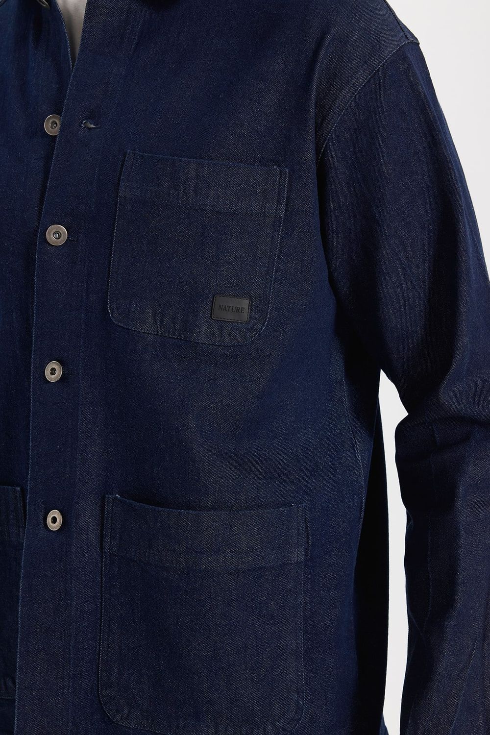 Erkek Relax Fit Rahat Kesim Pamuklu Denim 3 Cepli Lacivert Gömlek Ceket