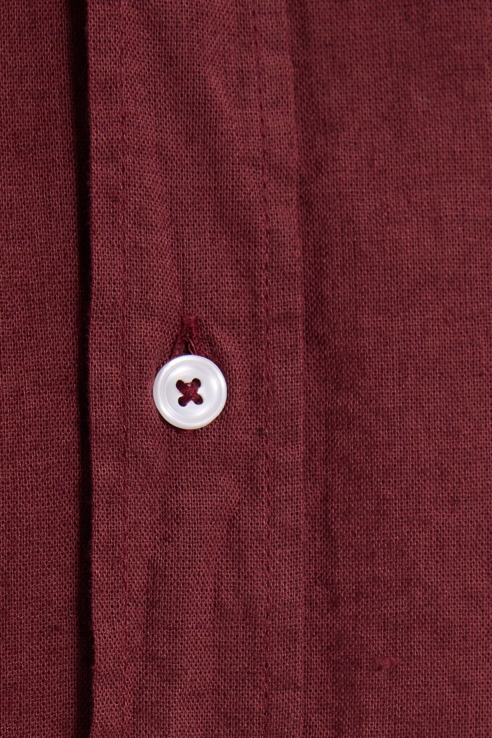 Erkek Regular Fit Klasik Kesim Oversize Pamuklu Keten Doku Düğmeli Yaka Bordo Gömlek