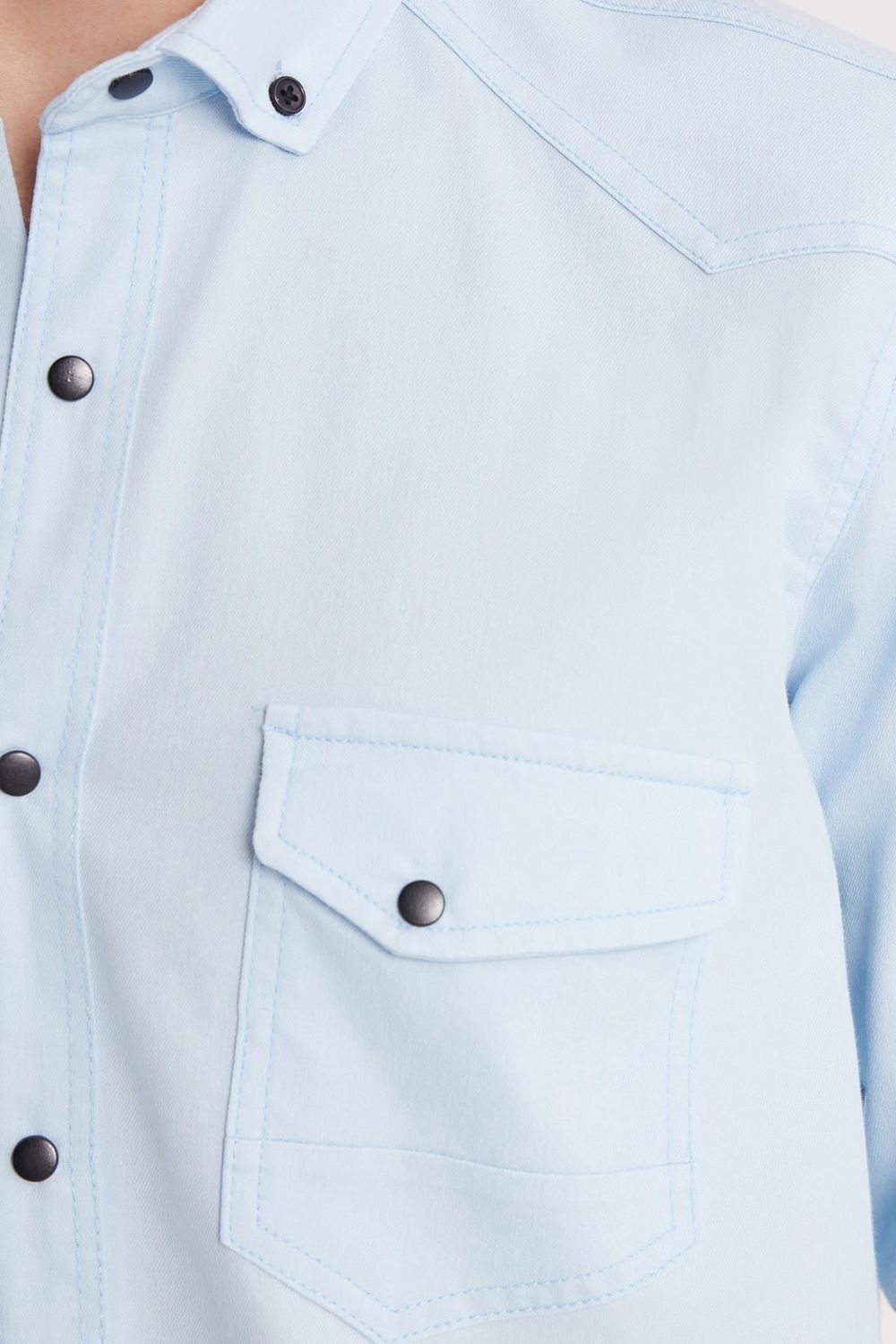 Regular Fit Rahat Kesim Çift Cepli Spor Yaka Denim Gömlek