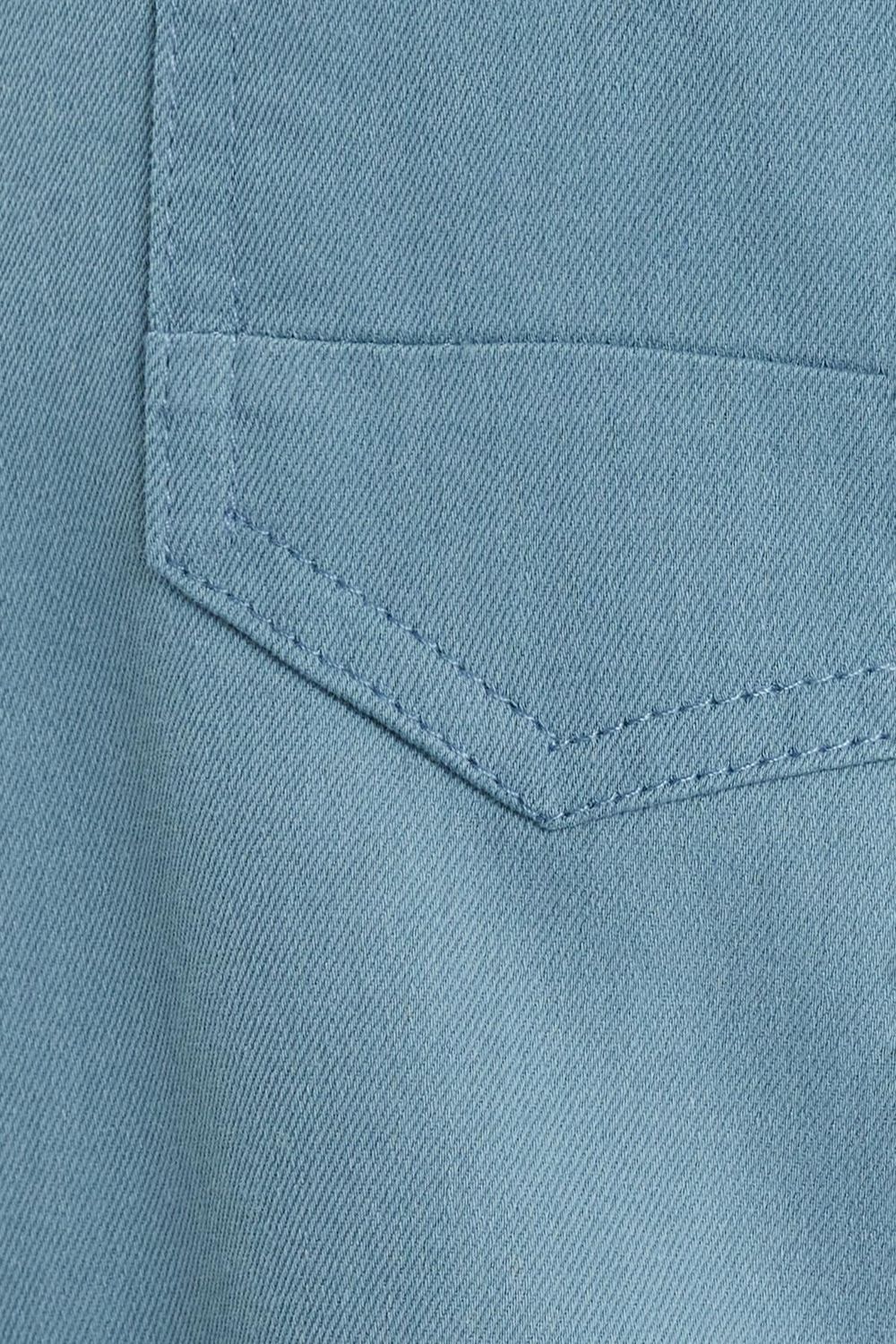 Erkek Regular Fit Rahat Kesim Çift Cepli Spor Yaka Denim Petrol Gömlek