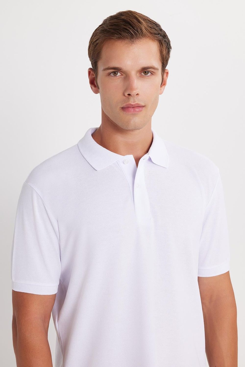 Erkek 5'li Paket Gri-Lacivert-Beyaz-Kahverengi-Taş Regular Fit Pamuklu Düz Pike Polo Yaka Tişört
