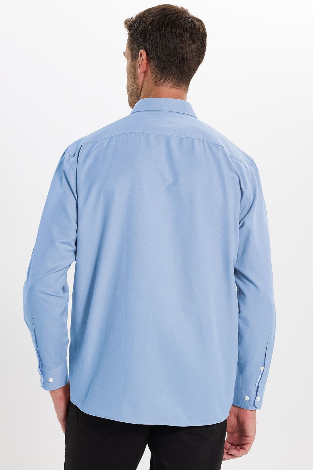 Regular Fit Rahat Kesim Oxford Doku Uzun Kollu Düğmeli Yaka Nakışlı Erkek Gömlek