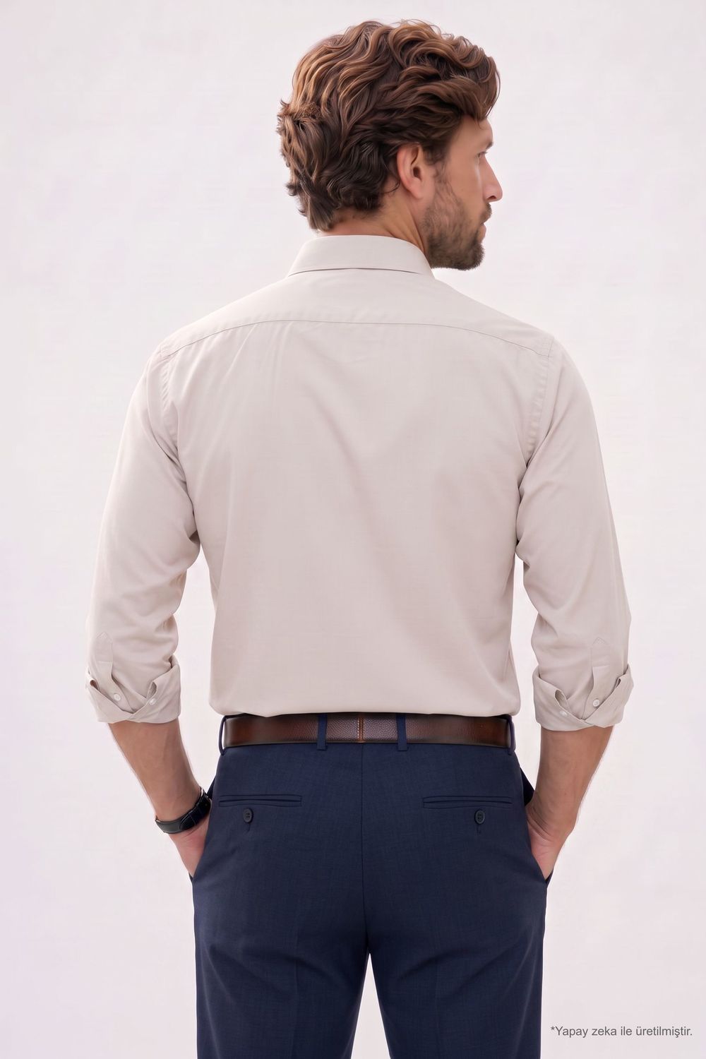 Regular Fit Rahat Kesim Oxford Doku Uzun Kollu Düğmeli Yaka Nakışlı Erkek Gömlek