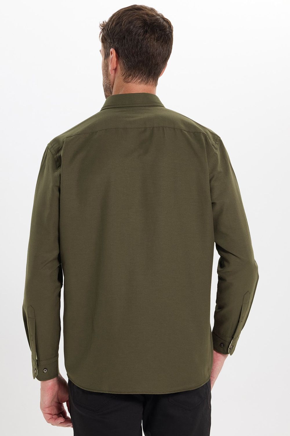 Regular Fit Rahat Kesim Oxford Doku Uzun Kollu Düğmeli Yaka Nakışlı Erkek Gömlek