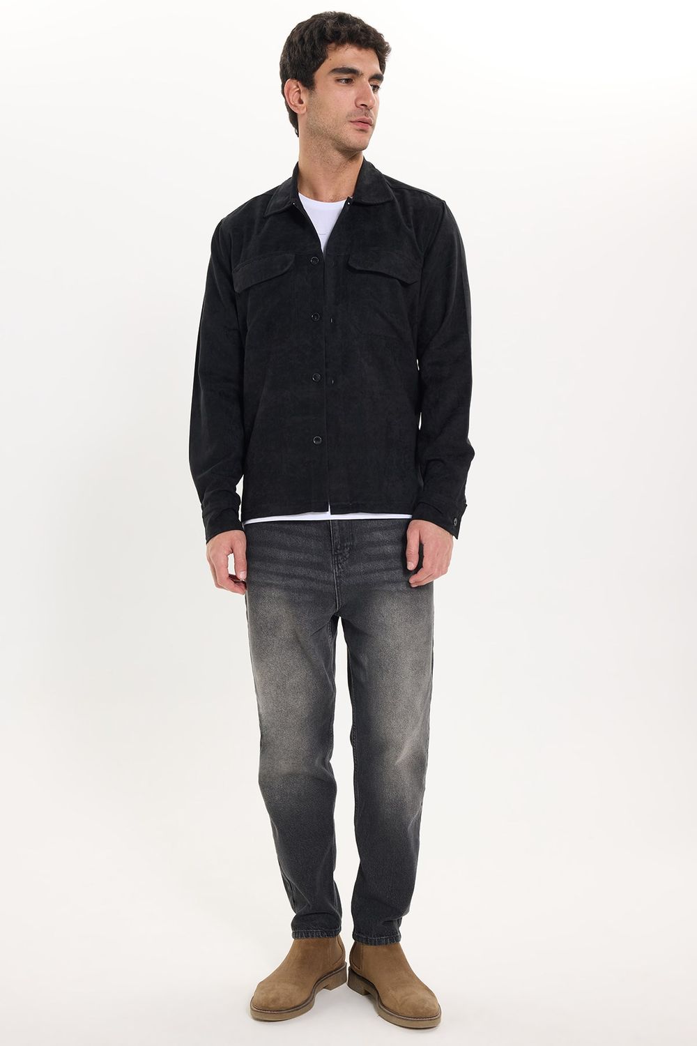 REGULAR FIT LONG SLV SUEDE PLAIN UNTE GÖMLEK CEKET