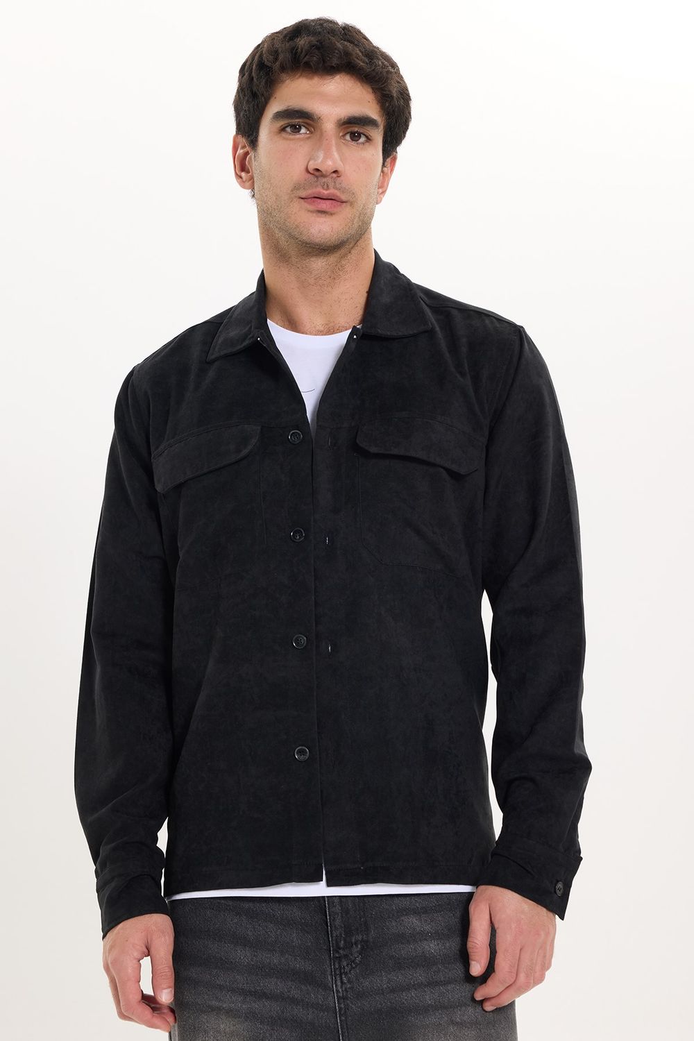 REGULAR FIT LONG SLV SUEDE PLAIN UNTE GÖMLEK CEKET