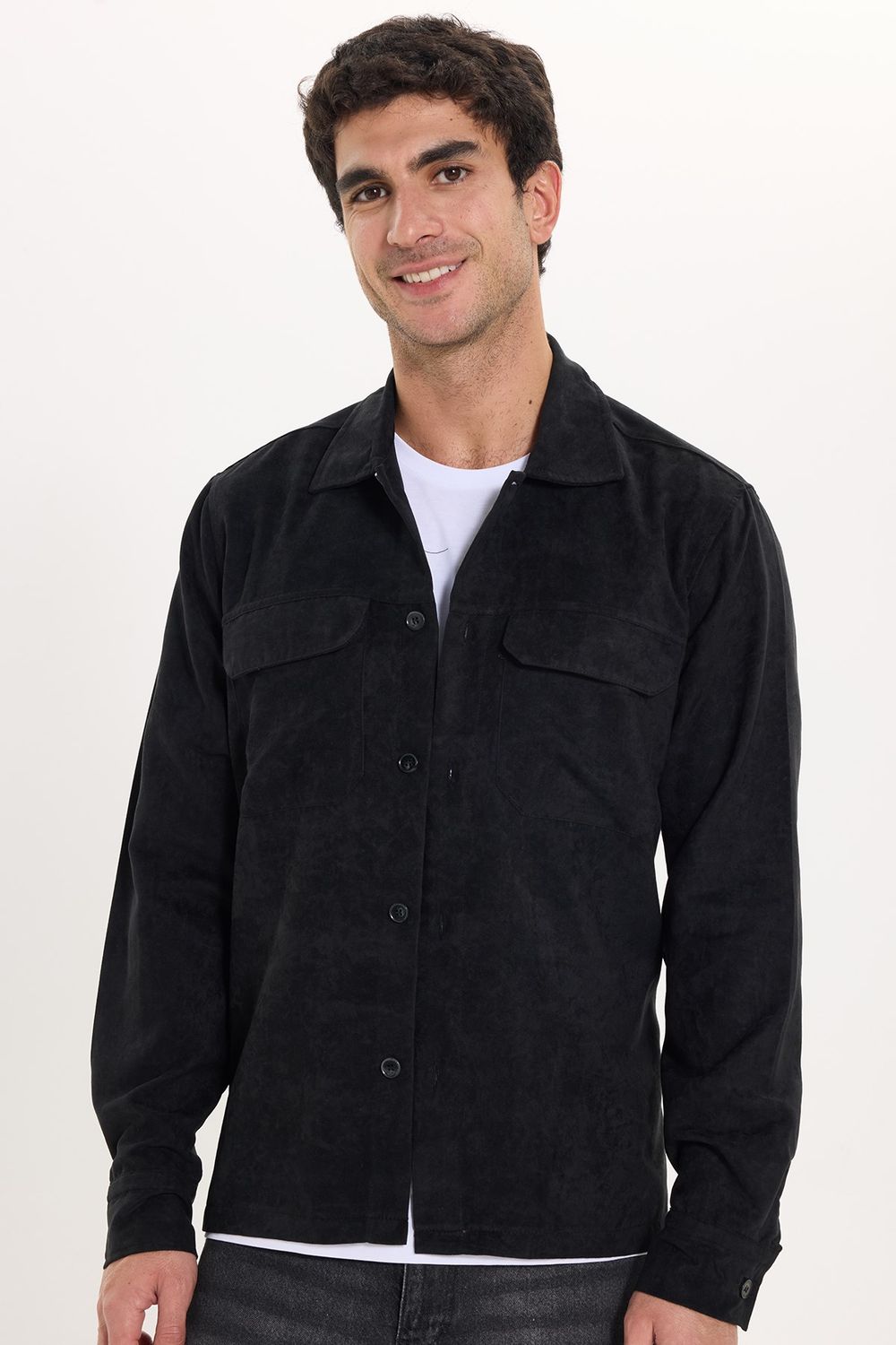 REGULAR FIT LONG SLV SUEDE PLAIN UNTE GÖMLEK CEKET
