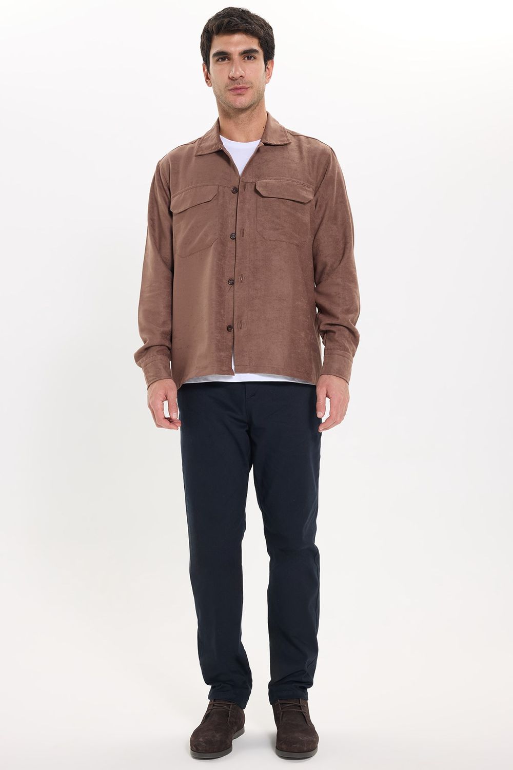 REGULAR FIT LONG SLV SUEDE PLAIN UNTE GÖMLEK CEKET