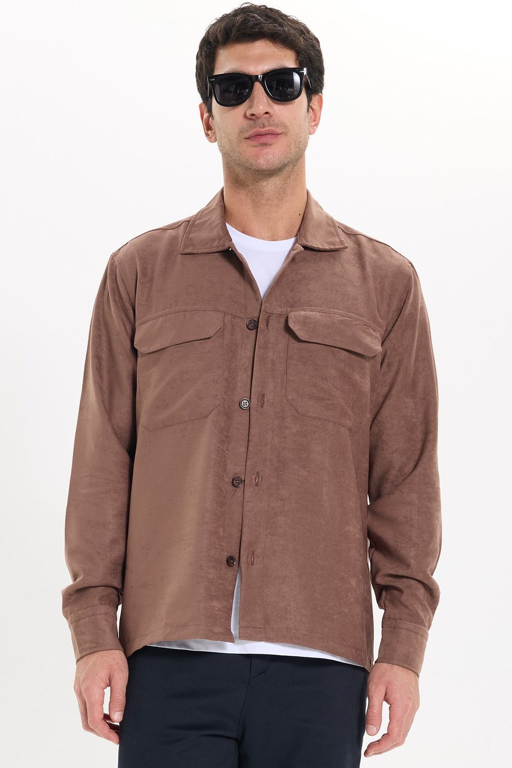 REGULAR FIT LONG SLV SUEDE PLAIN UNTE GÖMLEK CEKET