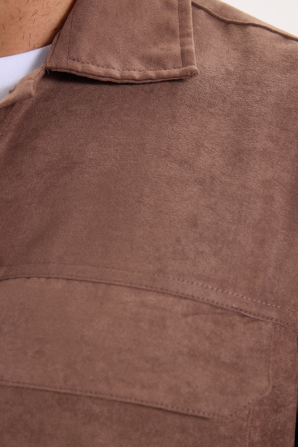 REGULAR FIT LONG SLV SUEDE PLAIN UNTE GÖMLEK CEKET