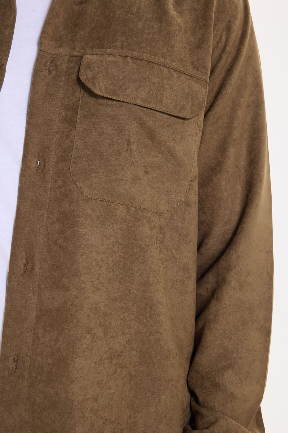 REGULAR FIT LONG SLV SUEDE PLAIN UNTE GÖMLEK CEKET