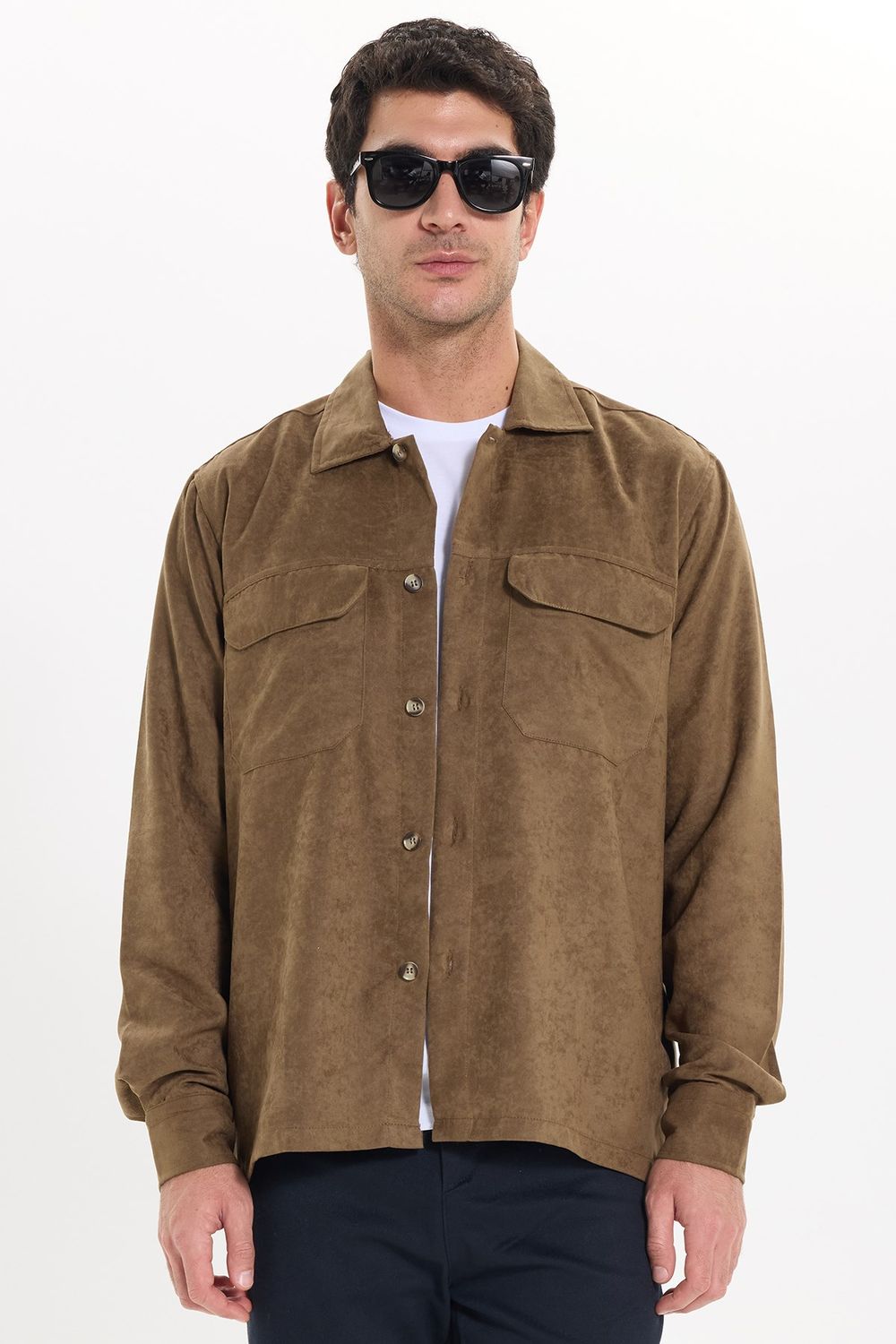 REGULAR FIT LONG SLV SUEDE PLAIN UNTE GÖMLEK CEKET