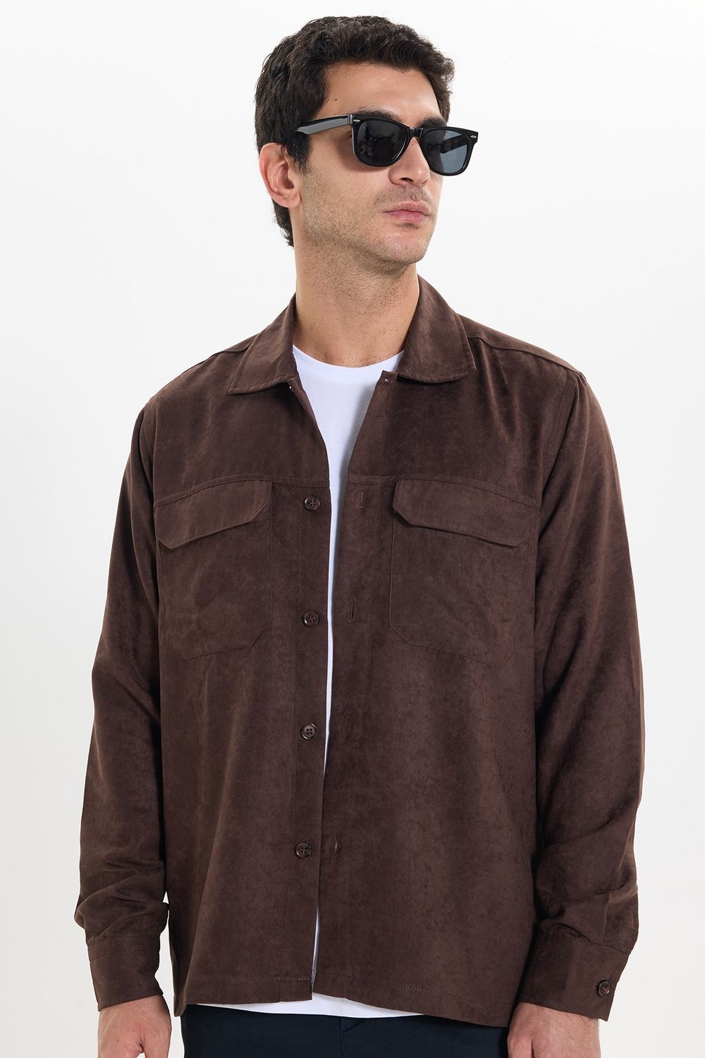 REGULAR FIT LONG SLV SUEDE PLAIN UNTE GÖMLEK CEKET
