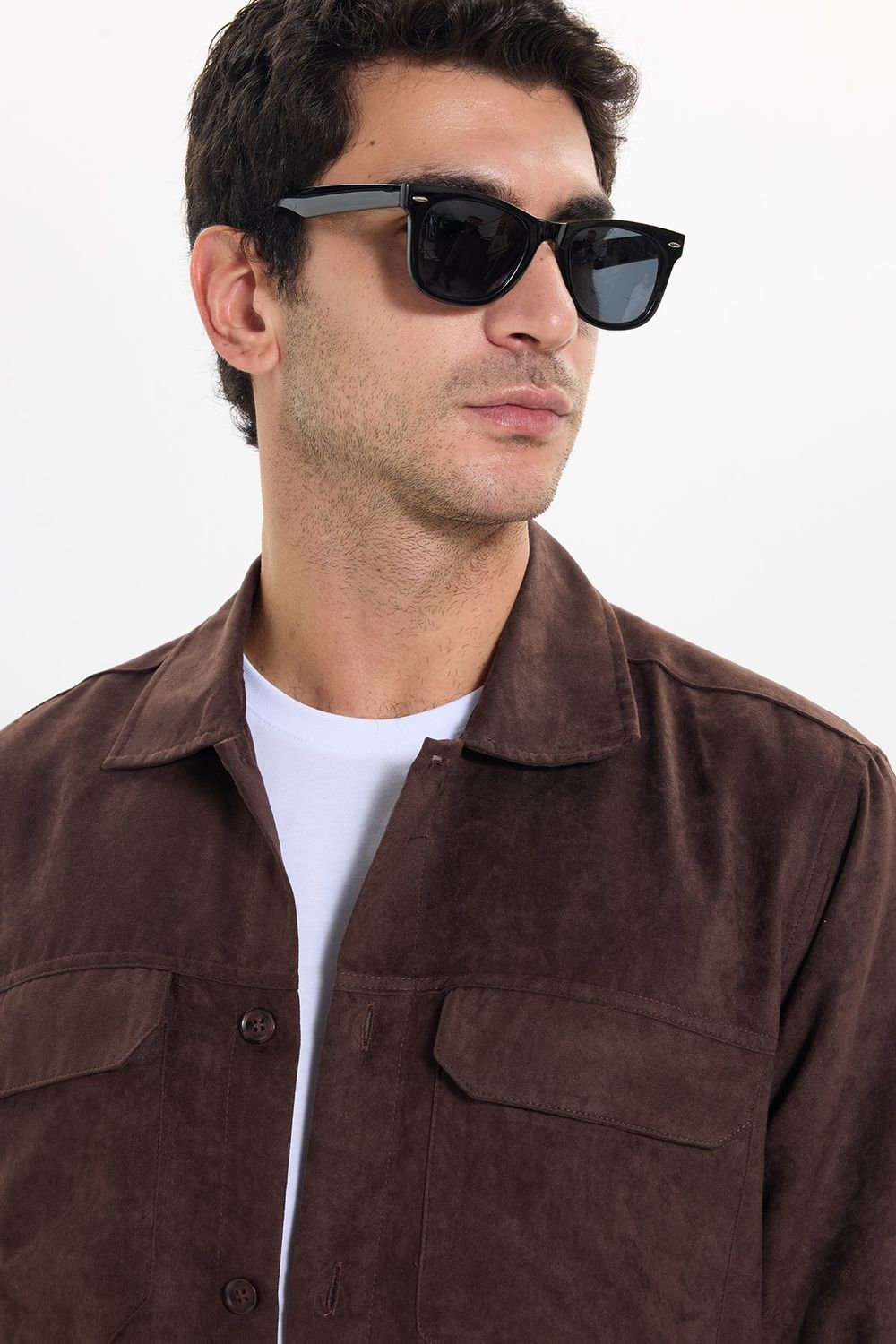 REGULAR FIT LONG SLV SUEDE PLAIN UNTE GÖMLEK CEKET