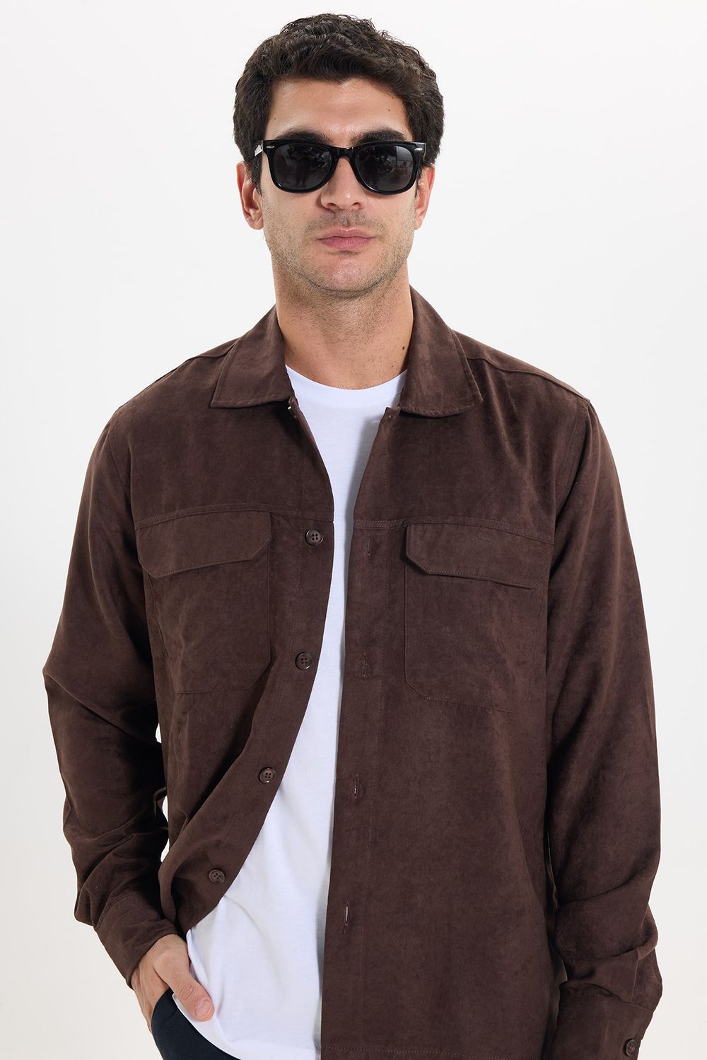 REGULAR FIT LONG SLV SUEDE PLAIN UNTE GÖMLEK CEKET