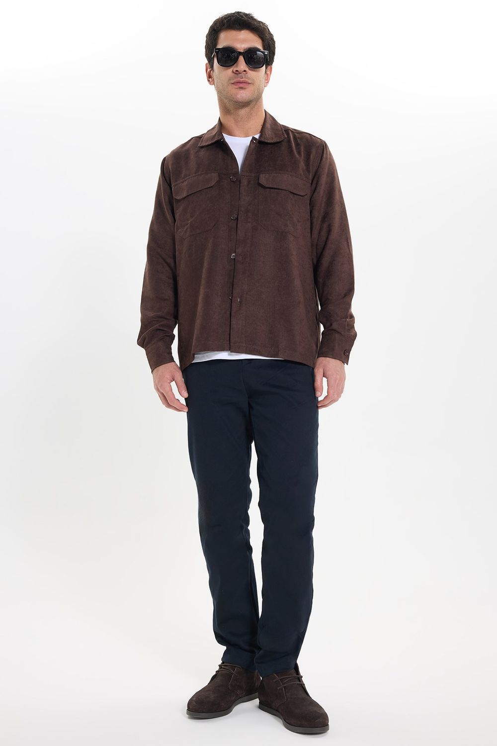 REGULAR FIT LONG SLV SUEDE PLAIN UNTE GÖMLEK CEKET