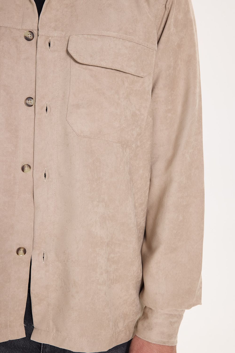 REGULAR FIT LONG SLV SUEDE PLAIN UNTE GÖMLEK CEKET