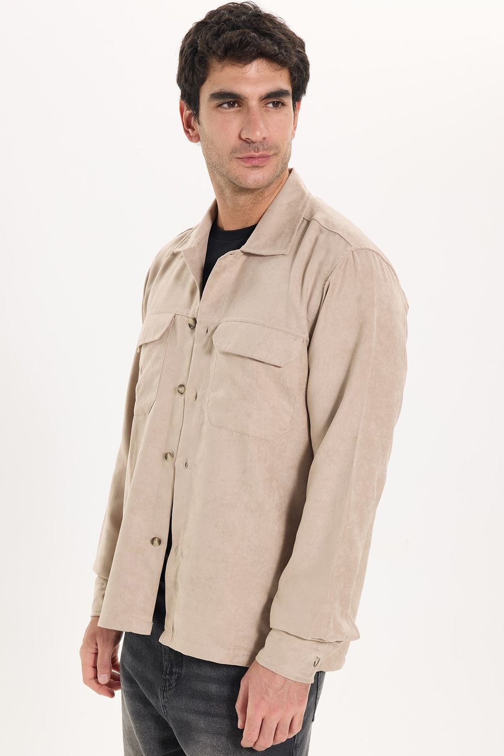 REGULAR FIT LONG SLV SUEDE PLAIN UNTE GÖMLEK CEKET